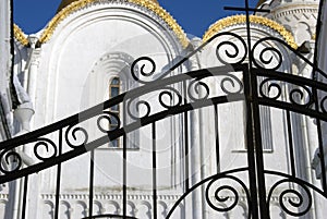 Assumption church entrance gates in Vladimir town, Russia.