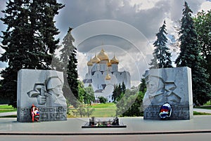 Assumption Church in Yaroslavl, Russia. War memorial.