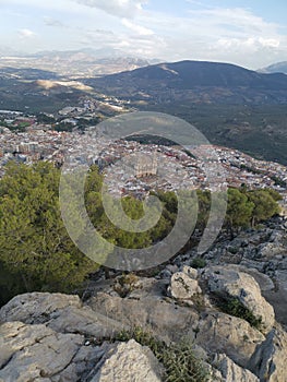 The Assumption of the Virgin Cathedral and the city center of JaÃ©n from a distant view point, JaÃ©n, AndalucÃ­a, Spain photo