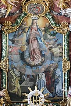 Assumption of the Virgin, main altar in the Church of the Assumption in Klostar Ivanic, Croatia