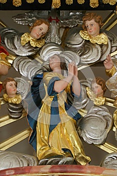 Assumption of the Virgin Mary, statue on the main altar in the Chapel of the St Roch in Sveta Nedelja, Croatia
