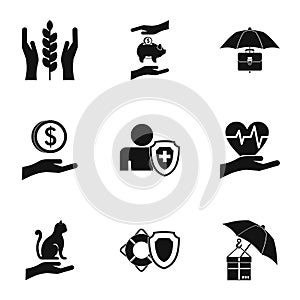 Assurance icons set, simple style