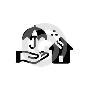 Black solid icon for Assure, insurance and home photo