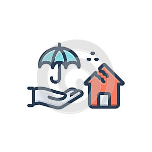 Color illustration icon for Assure, insurance and care photo