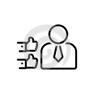 Black line icon for Assure, reassure and convince photo