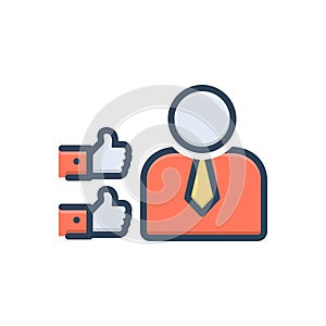 Color illustration icon for Assure, reassure and convince photo