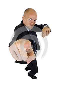 Assured businessman pointing at you