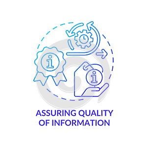 Assuring quality of information blue gradient concept icon