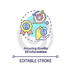 Assuring quality of information concept icon