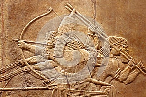 Assyrian relief on the wall photo