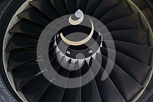 Astana, Kazakhstan - 10.17.2022 : Repair of the turbine of the Airbus A321 aircraft of Air Astana