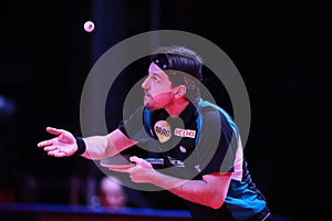 Timo Boll from Grermany on serve