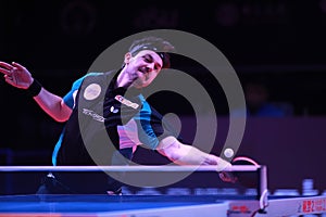 Timo Boll from Grermany top spin