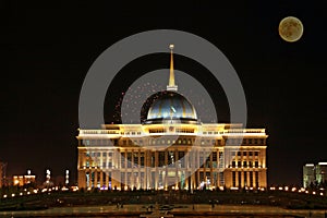 Astana Kazakhstan Landmark with full moon
