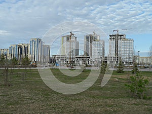 Different modern buildings in Astana