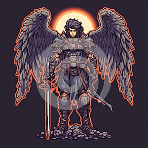 Astaroth: Dark Angel With Sword - 2d Game Art Inspired By Fire Emblem photo