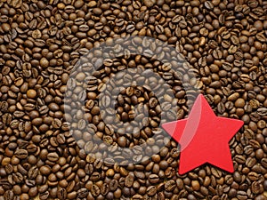 Asterisk on a coffee beans background.