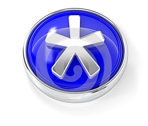 Asterisk icon on glossy blue round button