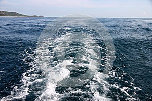 Astern sea wave.