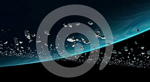 Asteroid belt around a blue planet