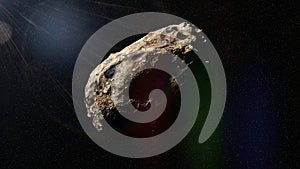 Asteroid in deep space, solar system object 3d rendering