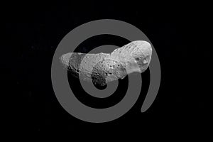 Asteroid Eros orbiting in the outer space. 3d render