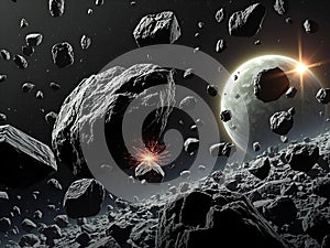 Asteroid Field Collision: A Dramatic Space Scene