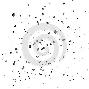 Asteroid field on white background