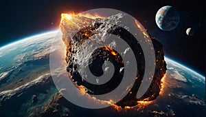 asteroid flies atmosphere earth explosion attack speed fantastic global photo