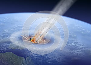 Asteroid impact on Earth photo