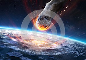 Asteroid Impact On Earth - Meteor In Collision With Planet