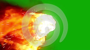 Asteroid Meteor Entering Atmosphere Green Screen Clouds Space Fire Burn Universe 3D Renderings Animations