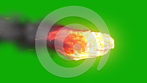 Asteroid Meteor Entering Atmosphere Green Screen Space Fire Burn Universe 3D Renderings Animations