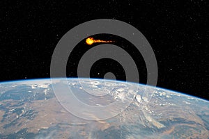 Asteroid passing planet Earth