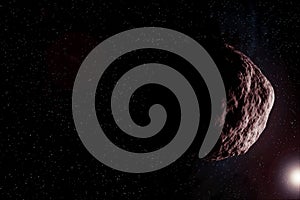 An asteroid in space. Elements of this image were furnished by NASA