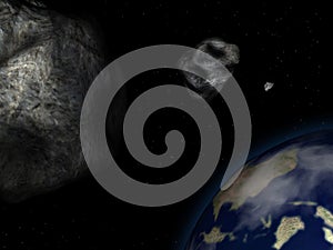 Asteroids and earth photo