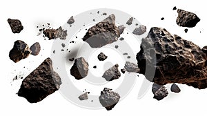 Asteroids isolated on a transparent background