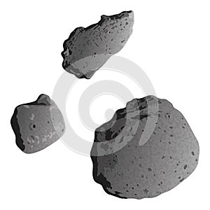 Asteroids, isolated on white