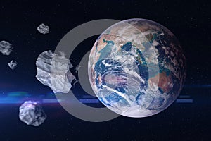 Asteroids near planet Earth