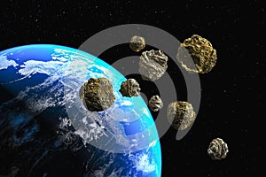 asteroids on the way to planet earth photo