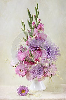 Asters and gladiolus bouquet