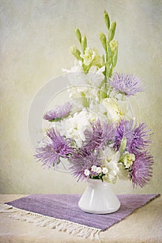 Asters and gladiolus bouquet