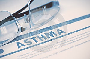 Asthma. Medical Concept on Blue Background. 3D Illustration.