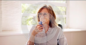 Asthma Patient Breathing Using Oxygen Mask