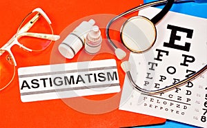 Astigmatism. Text label to indicate the state of health.