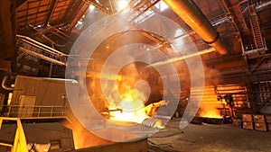 Asting ingots in foundry shop, metallurgical production. Stock footage. Melting steel at the plant, heavy industry and