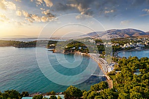 Astir Beach in Vouliagmeni during sunset time