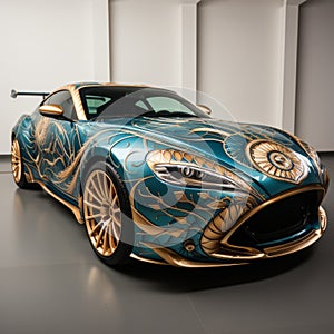 Aston Martin Viza: A Gold And Emerald Sports Car By Pepsi
