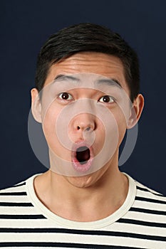 Astonished young Asian man