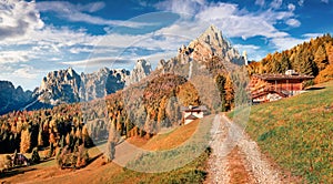 Astonishing autumn view of Canali valley with old country road